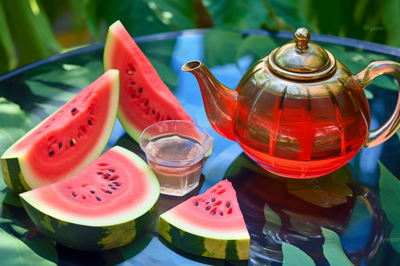 在后花园里喝茶吃西瓜下午茶背景图,高清,摄影图,摄影图片,图片大全,摄影图免费下载